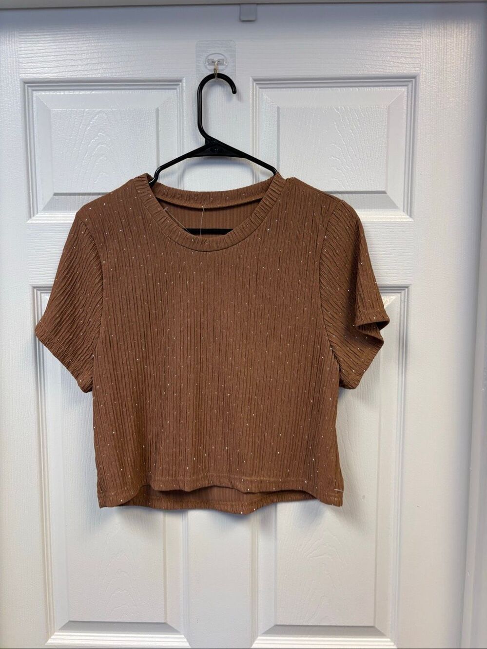Rhinestone Embellished Tan Top